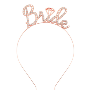 Diadème en alliage or rose pour mariée, décorations de fête de bachelorette, diadème de mariée à venir, bandeau de mariée pour mariées et fêtes - Product Image 3