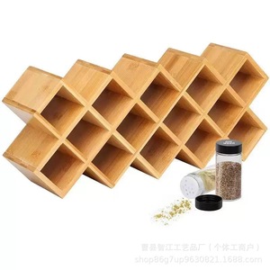 Étagère à épices transfrontalière en bambou et bois, support de rangement pour épices de comptoir de cuisine, étagère à épices multi-compartiments en bois pour armoire - Product Image 5