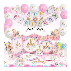 לימון Unicorn ספקי צד קישוטי שולחן בלונים ורוד תמונה אבזרי רקע יום הולדת אבנט יום הולדת ילדה Globos - Product Image 1