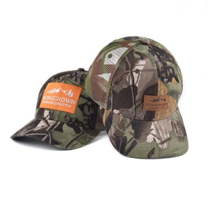 Dệt Nhãn 6 Bảng Điều Chỉnh Safari Ngụy Trang Lưới Mũ Bóng Chày, Aung Vương Miện 6 Bảng Điều Chỉnh Đồng Bằng <span class=keywords><strong>Camo</strong></span> Trucker Hat - Product Image 2