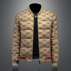 Giacca Invernale Casual da <span class=keywords><strong>Uomo</strong></span> <span class=keywords><strong>Trendy</strong></span> Europea in Piumino d'Oca Bianco con Colletto Alto Logo Frontale Chiusura con Cerniera Lunga - Product Image 3