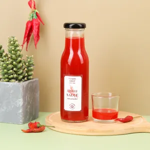 Sfuso 8oz 250ml di vendita calda aceto Ketchup Chili salsa piccante bottiglia di vetro con coperchi in metallo