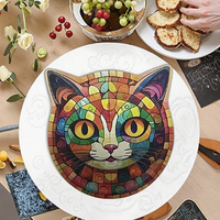 Sous-verre en céramique moderne et mignon en forme de tête de chat, pliable, pour table de cuisine, avec design personnalisé