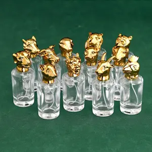 Luxe Ontwerp 50Ml Dierenriem Zinklegering Metalen Dop Unieke Lege Glazen Parfumfles