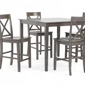 The 5-pieces exquisite style counter height dining table set room with 4 chairs both efficiency and elegance(Grey)