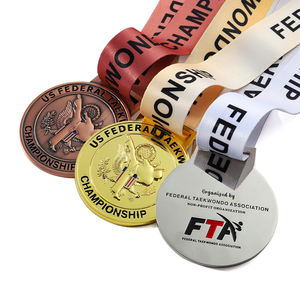 Medallas <span class=keywords><strong>de</strong></span> Metal <span class=keywords><strong>de</strong></span> Taekwondo y Karate con Logotipo <span class=keywords><strong>de</strong></span> Águila Grabado, Medallas Personalizadas con Cinta para Competiciones <span class=keywords><strong>de</strong></span> Artes Marciales - Product Image 2