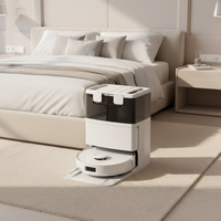 Robot aspirateur et serpillière tout-en-un avec lavage à l'eau chaude, station de séchage à air chaud, auto-nettoyage humide et sec pour sols domestiques