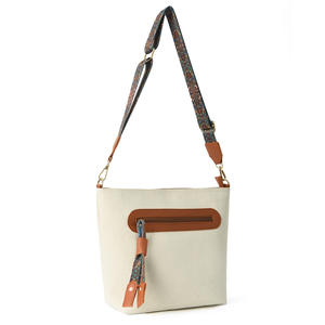 Sac bandoulière Hobo pour femme, carré vertical, marron et blanc, fermeture éclair, durable, pour tenues quotidiennes, printemps 2024 - Product Image 2