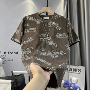 Camiseta Casual de Verano para Hombre Chao <span class=keywords><strong>Lun</strong></span> Bu, de Manga Corta, Mezcla de Algodón, Corte Holgado, con Estampado de Letras Tie-Dye - Product Image 4