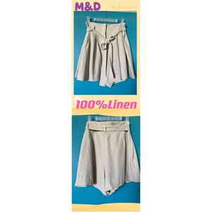 Shorts <span class=keywords><strong>en</strong></span> <span class=keywords><strong>lin</strong></span> 100% pour femmes, taille haute, élégants, décontractés, fermeture éclair, poches, coupe régulière, anti-froissement, lavage à l'eau de Javel - Product Image 5