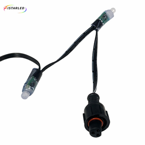 Multicolor 12mm 12V UCS1903/WS2811 18awg Xmax Navidad RGB <span class=keywords><strong>Pixel</strong></span> <span class=keywords><strong>LED</strong></span> Cadena/Cadena de luz con cables negros - Product Image 3