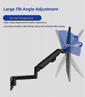Swelix W3B Autres accessoires informatiques Support mural noir pour écran d'ordinateur portable Support pour bras de rotation à ressort à gaz pour 10-36"