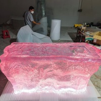 Comptoir de bar en résine transparente personnalisé avec bande LED intégrée, mobilier pour hôtel, villa, maison