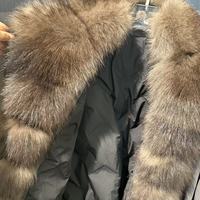 Manteau d'hiver coupe-vent décontracté et tendance, taille personnalisée, coupe ample, col en fourrure de renard naturelle, doudoune d'extérieur