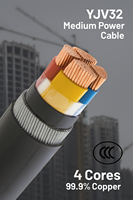Cable de Alimentación Industrial de Media Tensión YJV32/YJV22 4*2.5mm, 4 Núcleos, Conductor de Cobre 99.9%, Aislamiento XLPE, Blindado de Acero, ISO