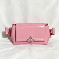 Sac à bandoulière Saturne style punk en cuir verni brillant, grand format, en PU, modèle Empress Dowager Huang