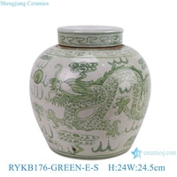 Jingdezhen RYKB176-GREEN-RED-E-S antik kualitas tinggi pot keramik dekoratif tempat penyimpanan pola naga porselen