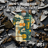 Kemeja Pantai Musim Panas Pria Custom 3D Gaya Hawaii Cetak Penuh Seluruh Bagian Kancing Lengan Liburan Formal Kasual Anti Kusut