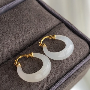 Surtido de Joyería de Jade Nefrita Hetian Blanco, Pendientes Colgantes y de Aro con Incrustaciones de Oro, Anillos de Jade, Joyería China Vintage con Gemas - Product Image 4