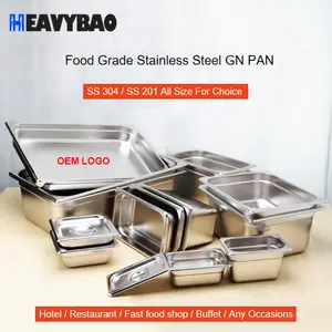 อุปกรณ์โรงแรมและร้านอาหาร Heavybao อุปกรณ์จัดเลี้ยงอาหารจานด่วน 1/1 โต๊ะไอน้ํา GN Pan สําหรับใช้ในครัว