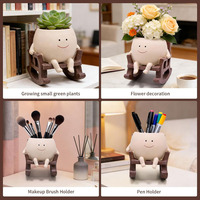 Pot de fleurs en résine en forme de chaise à bascule avec visage souriant pour plantes d'intérieur et d'extérieur, petits pots de plantes uniques pour succulentes