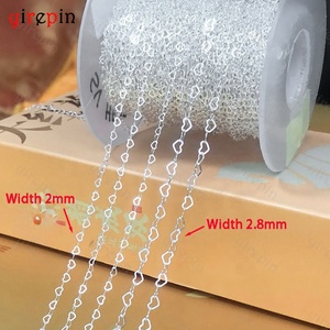 Cadenas de corazón de alta calidad de 2mm y 2,8mm a granel para hacer joyas, pulsera, cadena de plata 925 genuina - Product Image 5