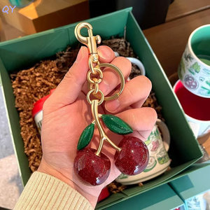 QY 3D Cherry Fruit Shaped <b>Key</b> <b>Ring</b> Personalized <b>Bag</b> Pendant Car <b>Key</b> Ornament Fashion Ladies <b>Bag</b> Charm - Product Image 2
