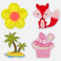 Patchs brodés thermocollants personnalisés motif dessin animé (papillon, fleur, fantôme, renard, pingouin) pour chapeaux et vêtements, décoration DIY