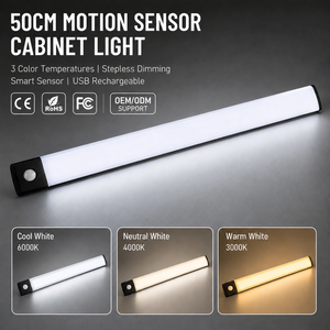 50cm Motion Sensor Cabinet <b>Light</b> type-c Rechargeable LED magnetic Under Cabinet Lamp 3 Color Temperatures Stepless Dimming - Product Image 1
