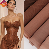 Tela de malla transparente de nailon suave y resistente para corsé, color piel desnuda, 30D, sin elasticidad, tipo Java Net Tulle, para forro de vestidos.