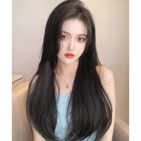 Extension de cheveux longue et droite en V à clipser, une seule pièce, clip en U à 4 griffes, 60cm/45cm, Noir naturel/Châtain clair/Châtain foncé, 4V Direct