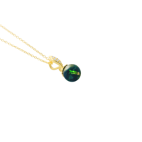 Collier personnalisé en jaspe de cheveux verts, perle ronde 925 naturelle, conception originale, chaîne réglable en argent sterling