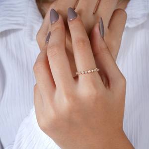 Anillo de Eternidad Delgado con Diamantes de Corte Redondo en Oro Rosa para Mujer, Joyería Fina Minimalista para Boda, Aniversario o Compromiso, Regalo - Product Image 4