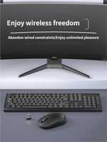 Juego de Teclado y Ratón Inalámbricos de 2.4G para Oficina y Hogar, Tamaño Completo, para Computadora de Escritorio