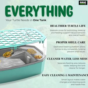 Multi-Functional Turtle Tank with Water Filter, <b>Pump</b>, Basking Platform & Turtle House for Tortoises, Reptiles and <b>Small</b> Turtles - Product Image 6