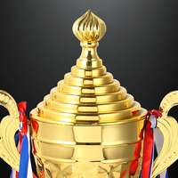 Tasses de trophée de capuchon multicouches Couleurs personnalisées Ruban métallique Artisanat pour récompenses Accessoires modifiables OEM Trophées en métal doré