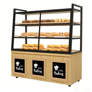 Espositore per Panetteria in Metallo e Legno OEM, Vetrina per Pane, Scaffale per Pasticceria, Espositore per Supermercato - Product Image 1