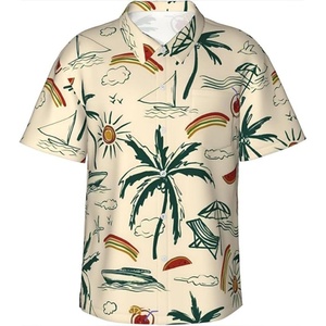 Camisa Hawaiana Personalizada para Hombre, Transpirable, ODM, Manga Corta, Cuello Mao, Casual, Verano, Playa Tropical, con Bolsillo - Product Image 1