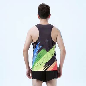 Men's Casual Fitness Breathable Quick Dry <b>Running</b> Tank Top Knitted Crew Neck Custom Polyester Heat-Transfer Printing Marathon - Product Image 2
