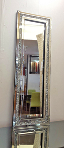 Modern Design Crushed Diamond Crystal Glass <strong>Silver</strong> <strong>Frame</strong> Bevelled Wall <strong>Mirror</strong> - Product Image 3