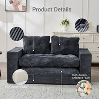 Konvertierbares Zweisitzer-Stoffsofa mit Ausziehfunktion und Faltbarem Design, Schaumstoffgefüllte Kissen für Apartment-Wohnzimmermöbel