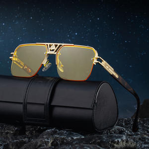 Gafas de Sol Retro de Media Montura para Hombre KSL-98344, Lentes de PC con Protección UV400, Marco Negro de Plástico y Metal, Protección Solar para Conducir - Product Image 2