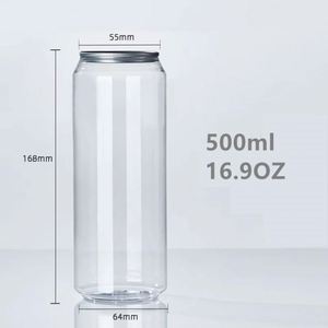 Canette en PET transparente pour boissons gazeuses, 330 ml, 500 ml, avec logo personnalisé, vide, en plastique transparent, avec couvercle facile à ouvrir - Product Image 4