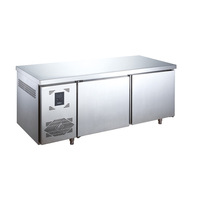 Réfrigérateur de Comptoir Commercial en Acier Inoxydable pour Cuisine de Restaurant, 2 Portes, Réfrigérateur de Bar, Équipement de Réfrigération