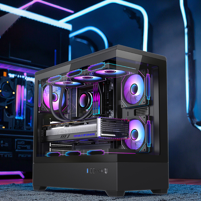New Design Gamer PC Case ATX PC Cabinet Gaming Computer Case Competitive Price 3 Sides Tempered Glass Pc case