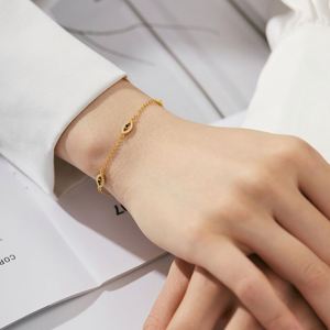 Bracelet Dylam en plaqué or 18 carats avec chaîne délicate, bijou simple, cadeau pour femme, yeux de saphir bleu porte-bonheur, zircone cubique 5A - Product Image 6