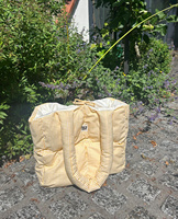 Sac fourre-tout matelassé en vichy style Cottagecore, jaune doux à carreaux, avec fermeture à nouer, pour femme, usage quotidien et extérieur, sac matelassé personnalisable avec logo