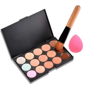 2024 gran oferta 15 colores maquillaje corrector paleta conjunto cabeza oblicua cepillo gotas de agua puff - Product Image 4