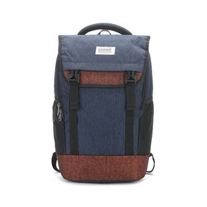 Denim Patched Softback Backpack 20-37L Unisex <b>Computer</b> Compartment Picnic <b>Bag</b> Bulk Supply - Product Image 1