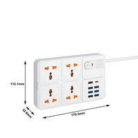 Multiprise universelle personnalisée en usine, fil de cuivre pur, type-C, charge 13A, protection contre les surcharges, 4 prises AC, 7 USB-C